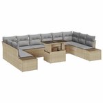 vidaXL Ensemble de canapé de jardin 11 Pièces Beige Poly rotin