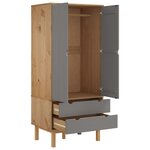 vidaXL Garde-robe OTTA Marron et gris 76 5x53x172 cm Bois massif pin