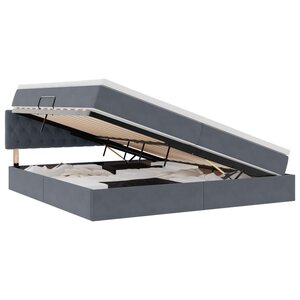 vidaXL Lit avec rangement et LED Gris foncé 200 x 200 cm Velours