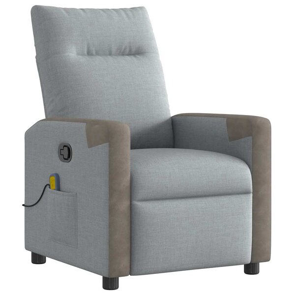 vidaXL Fauteuil de massage inclinable Gris clair Tissu