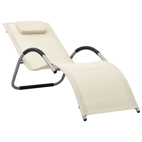 vidaXL Chaise longue textilène crème et gris