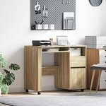 vidaXL Bureau avec roulettes avec tiroir Chêne sonoma 91 x 50 x 77 cm