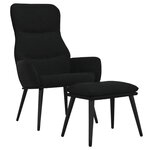 vidaXL Chaise de relaxation avec tabouret Noir Tissu