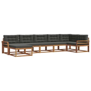vidaXL Ensemble de canapés d'extérieur 7 pc Naturel et Anthracite
