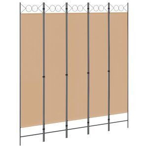 vidaXL Paravent 5 panneaux Beige 200 x 220 cm Tissu