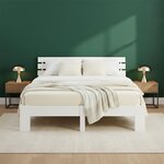 Lit en Bois 180x200 cm Blanc - Lit Double avec 2 Matelas - Massif