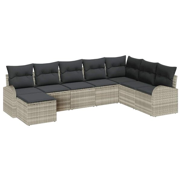 vidaXL Ensemble de canapé de jardin 8 Pièces Gris clair Poly rotin