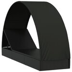 vidaXL Chaise longue avec toit rond noir 211x57x140 cm résine tressée