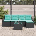vidaXL Ensemble de Canapés avec coussin 6 Pièces Noir polyrotin