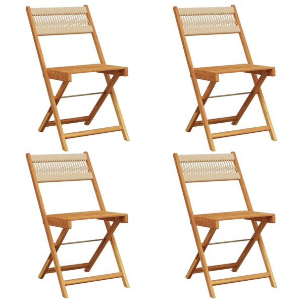 vidaXL Chaises de jardin pliantes lot de 4 beige bois d'acacia massif
