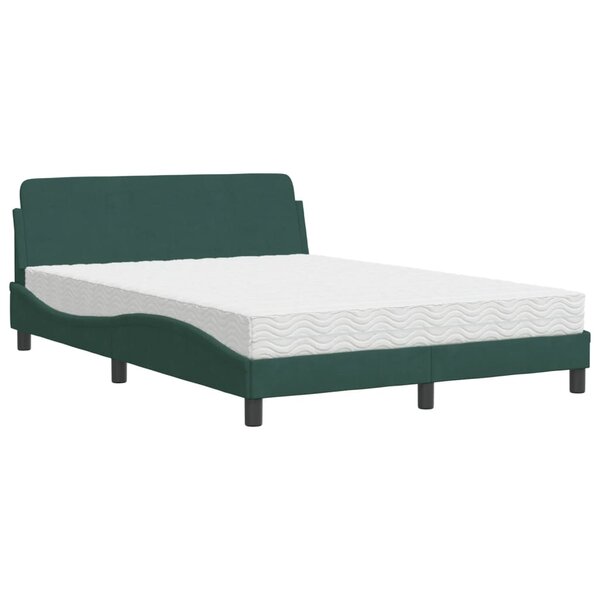 vidaXL Lit avec matelas vert foncé 120x200 cm velours