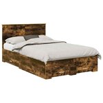 vidaXL Cadre de lit Chêne fumé 135 x 190 cm Bois d'ingénierie