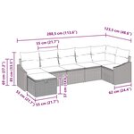 vidaXL Ensemble de Canapés de Jardin 7 Pièces avec Coussins Gris Clair en Rattan Poly