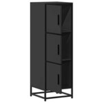 vidaXL Buffet haut noir 35 5x35x106 5 cm bois d'ingénierie et métal