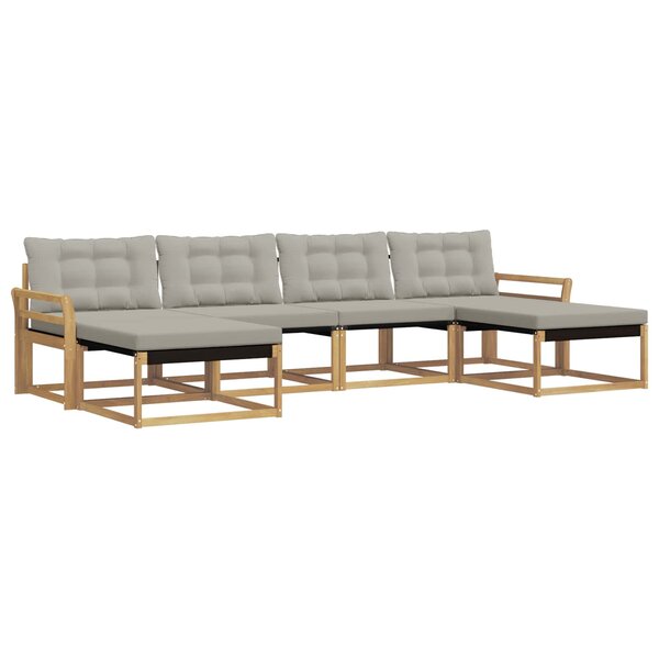 vidaXL Ensemble de canapés d'extérieur 6 Pièces Blanc et gris clair