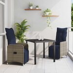 vidaXL Ensemble de salle à manger pour jardin 3 Pièces Gris polyrotin