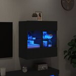 vidaXL Meuble TV mural avec lumières LED noir 58 5x30x60 5 cm