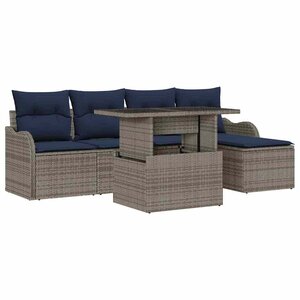 vidaXL Ensemble de canapé de jardin avec coussin 6 Pièces Gris Poly rotin