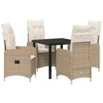 vidaXL Ensemble de salle à manger pour jardin 5 Pièces Beige polyrotin
