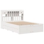 vidaXL Lit bibliothèque sans matelas blanc 150x200 cm bois pin massif