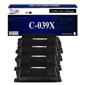 T3AZUR - 4x Toners compatibles avec Canon 039H (0288C001) pour Canon LBP351x LBP352x Noir - 25 000p