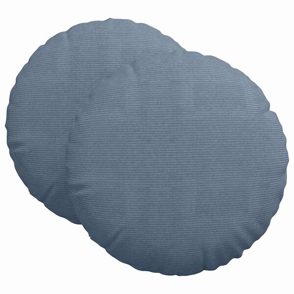 vidaXL Coussins de siège 2 pc Tissu en velours côtelé Bleu Ø 80 cm