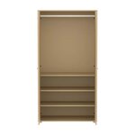 Flexa SAGA Armoire 2 portes a facades rainurees Beige sable Oat Pieds et boutons en chene