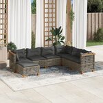 vidaXL Salon de jardin avec coussins 7 Pièces gris résine tressée