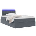vidaXL Lit avec rangement et LED Gris foncé 120 x 190 cm Velours