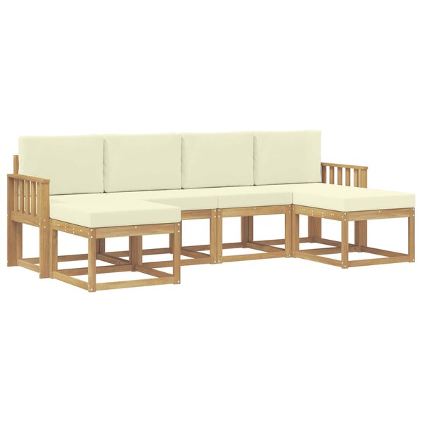 vidaXL Ensemble de canapés d'extérieur 6 Pièces Blanc et crème Polyester