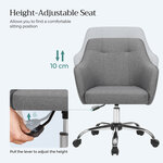 Fauteuil de bureau chaise pivotante confortable siège ergonomique réglable en hauteur charge 120 kg cadre enacier tissu imitation lin pour bureau gris 12_0005879