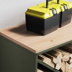 vidaXL Étagère à bois de chauffage avec plateau en bois vert olive