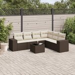 vidaXL Salon de jardin avec coussins 7 Pièces marron résine tressée