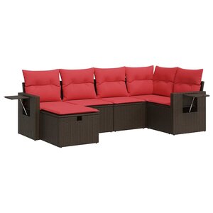 vidaXL Salon de jardin avec coussins 6 Pièces marron résine tressée