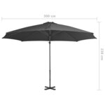 vidaXL Parasol de jardin en porte-à-faux et poteau en aluminium