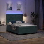 vidaXL Lit à ressort LED avec matelas Vert foncé 140 x 190 cm tissu