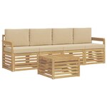 vidaXL Ensemble de canapés d'extérieur 5 pc Blanc et Beige Polyester