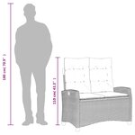 vidaXL Banc inclinable de jardin avec coussins gris résine tressée