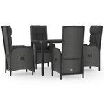 vidaXL Ensemble à manger de jardin coussins 5Pièces Noir Résine tressée