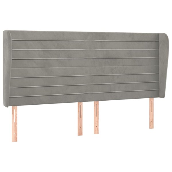 vidaXL Tête de lit avec oreilles Gris clair 203x23x118/128 cm Velours