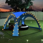 vidaXL Tente de réception avec LED et 4 parois 3 6x3 6x2 3 m Bleu