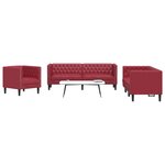 vidaXL Ensemble de canapés Chesterfield 3Pièces rouge bordeaux similicuir