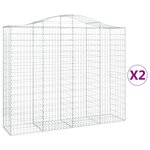 vidaXL Paniers à gabions arqués 2 Pièces 200x50x160/180 cm Fer galvanisé
