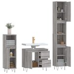 vidaXL Ensemble de meubles de salle de bain 3 Pièces Sonoma gris