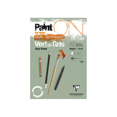 Painton vert de gris bloc collé 30f a5 250g - clairefontaine