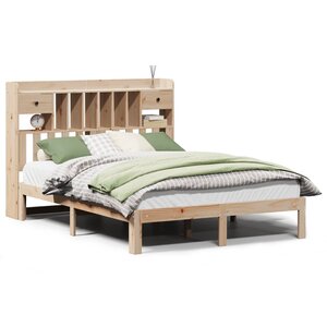 vidaXL Lit bibliothèque sans matelas 135x190 cm bois de pin massif