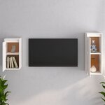 vidaXL Meubles TV 2 Pièces Blanc Bois massif de pin