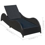 vidaXL Chaise longue avec coussin Résine tressée Noir