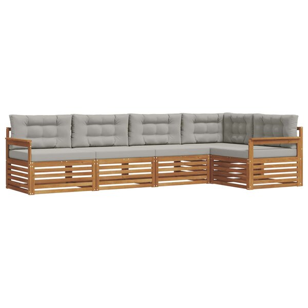 vidaXL Ensemble de canapés d'extérieur 5 pc Gris Naturel et Clair