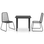 vidaXL Ensemble à manger de jardin 3 Pièces PVC résine tressée noir